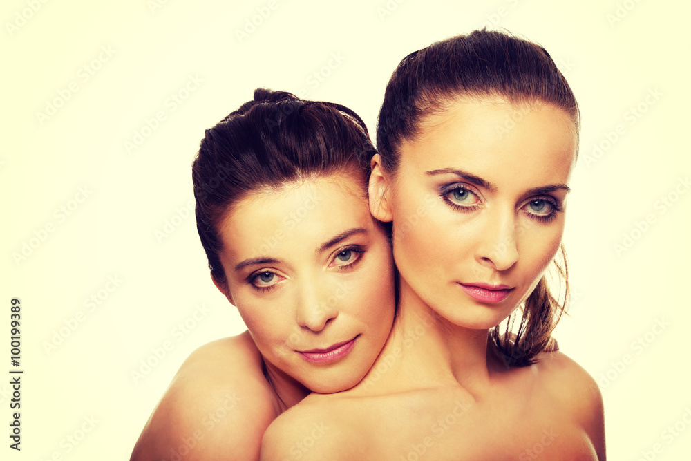 Two sisters with make up. Two sisters with make up.