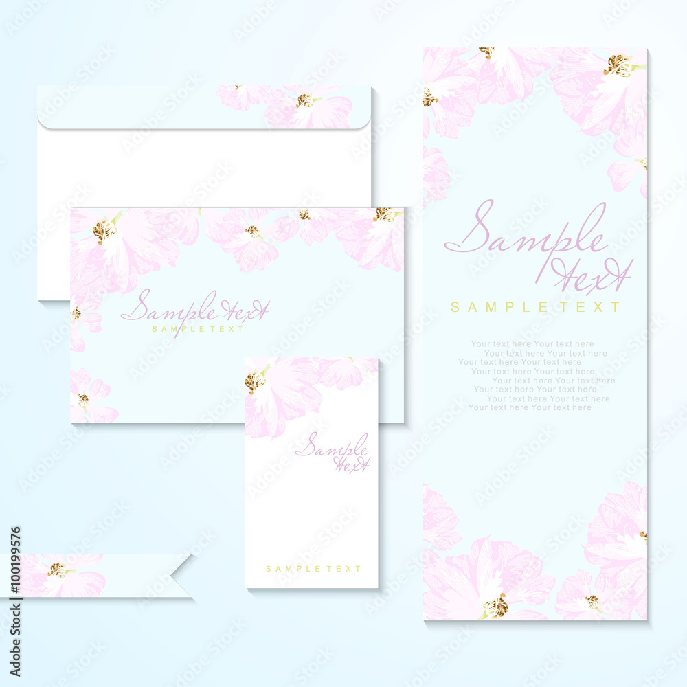 Vector card with pastel pink roses
