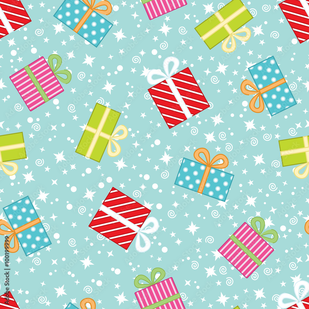 Obraz premium Seamless pattern with Christmas gift boxes