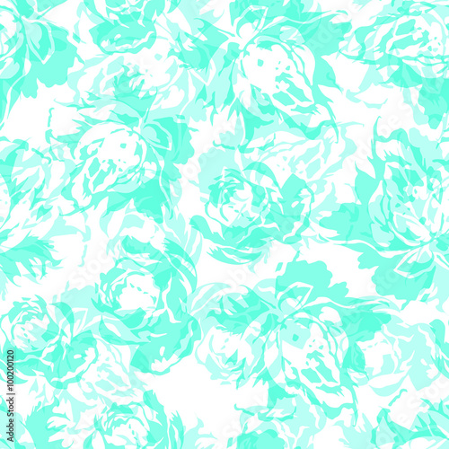 Seamless floral pattern with abstract blue roses © lovelava