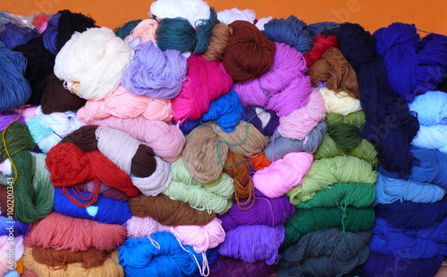 Colourful balls of alpaca wool