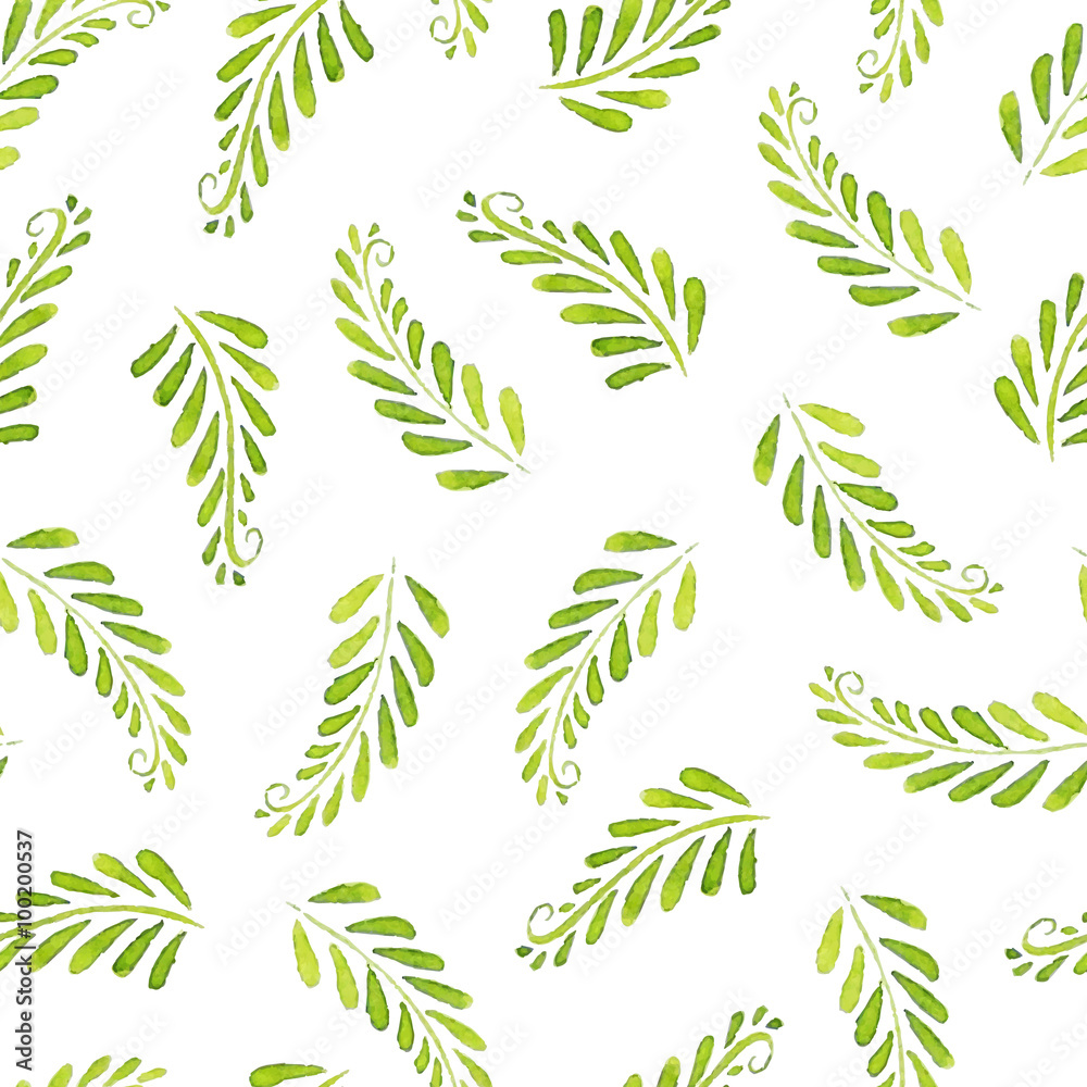 Fototapeta premium Seamless Patterns with watercolor leaves