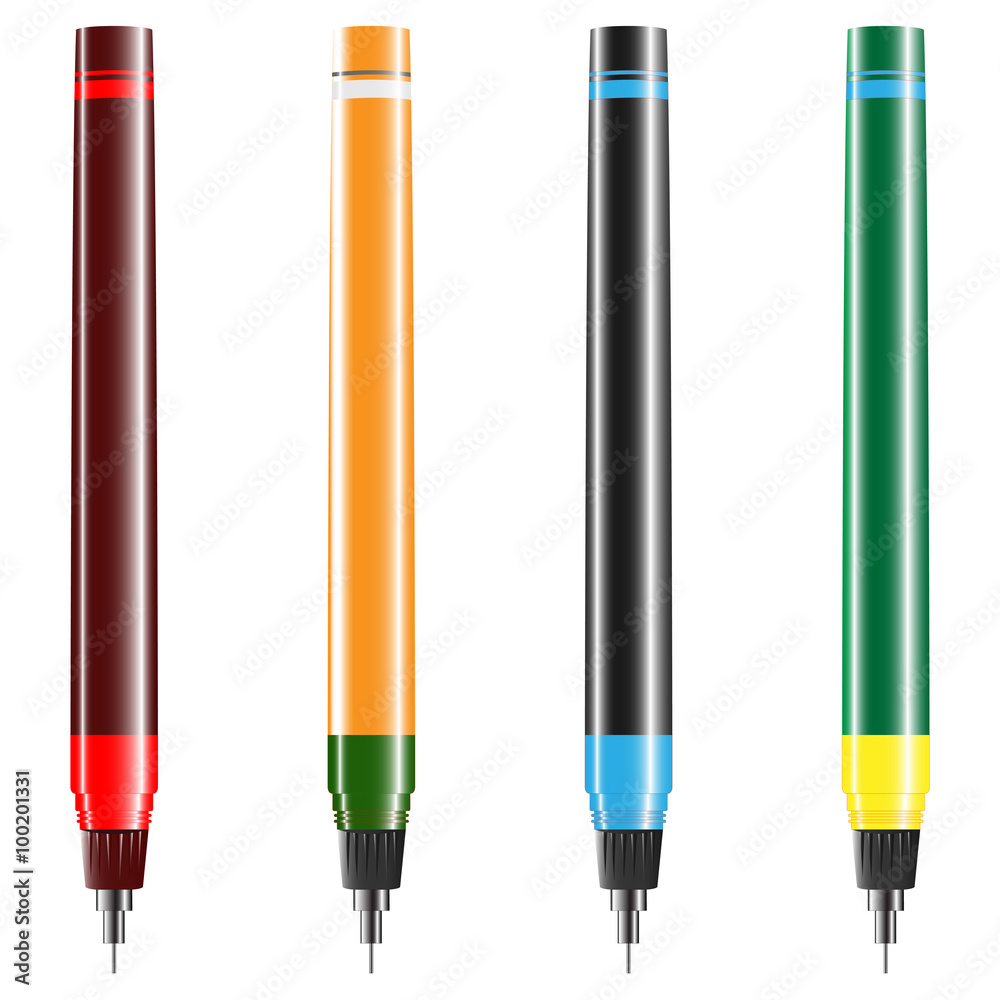 Realistic vector illustration of rapidograph pen on white background