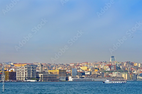 Galata district and ferry, Istanbul, Turkey