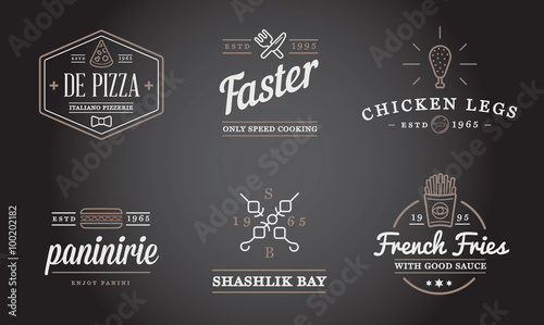 Set of Vector Fastfood Fast Food Elements Icons and Equipment as Illustration can be used as Logo or Icon in premium quality