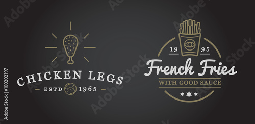 Set of Vector Fastfood Fast Food Elements Icons and Equipment as Illustration can be used as Logo or Icon in premium quality
