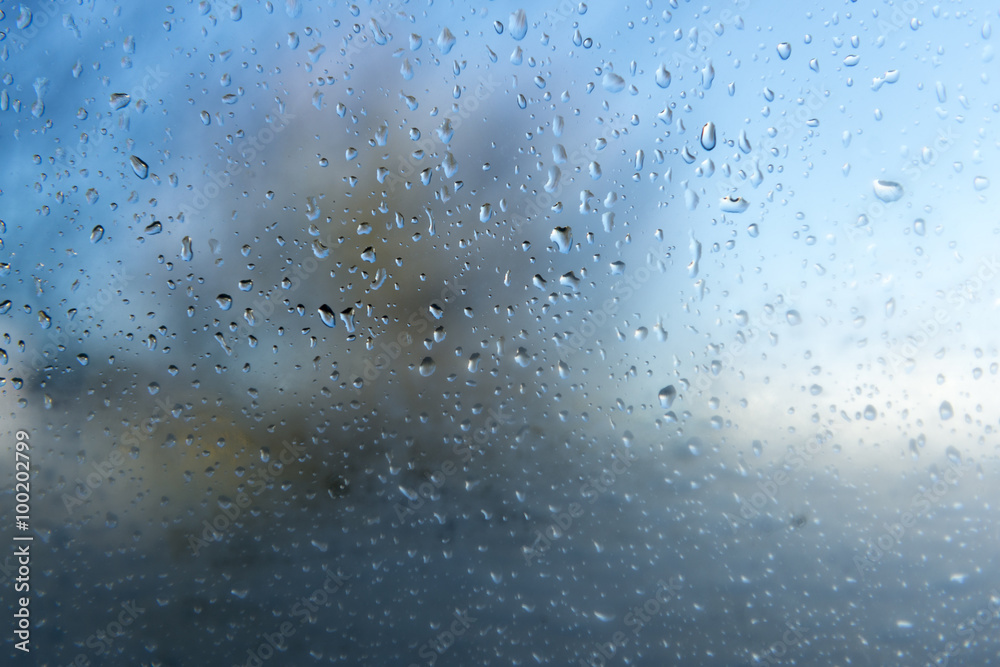 Obraz premium Wassertropfen an einer Fensterscheibe