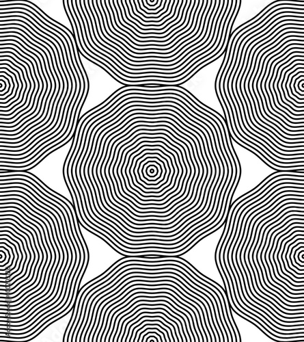 Continuous vector pattern with black graphic lines, decorative