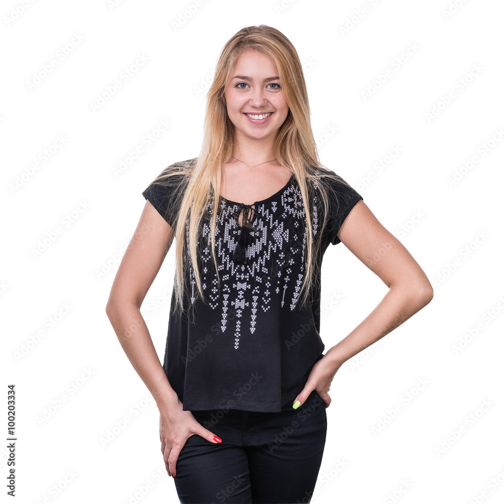 portrait of attractive caucasian smiling woman with copyspace portrait of attractive caucasian smiling woman with copyspace