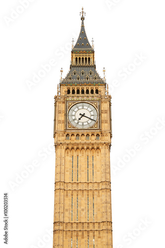 Canvas Print Big ben isolated on white, clipping path included