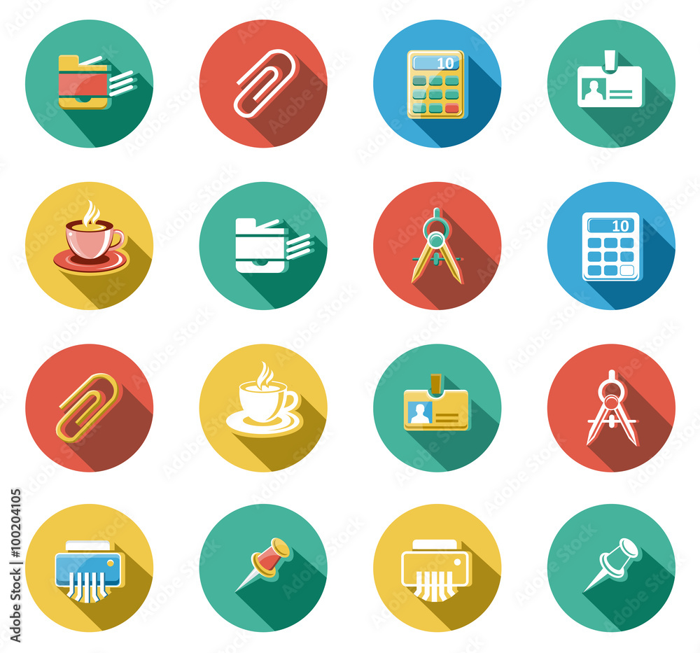 Business and Office Flat Icons Set Business and Office Flat Icons Set