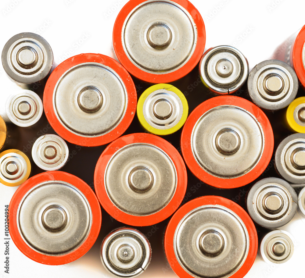 Fotografia do Stock A group of old batteries aerial view Adobe Stock