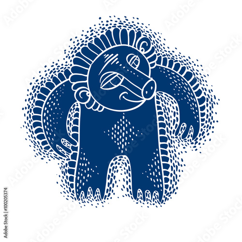 Vector cute Halloween character ogre, fictitious creature. Cool