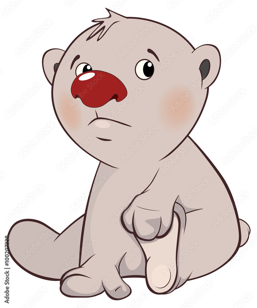 Fototapeta premium A cute white polar bear cub cartoon