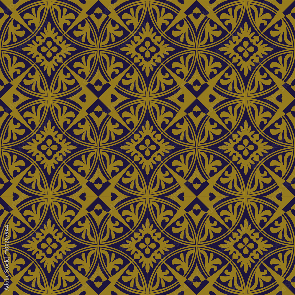 Elegant antique background image of royal round cross check flower pattern.
