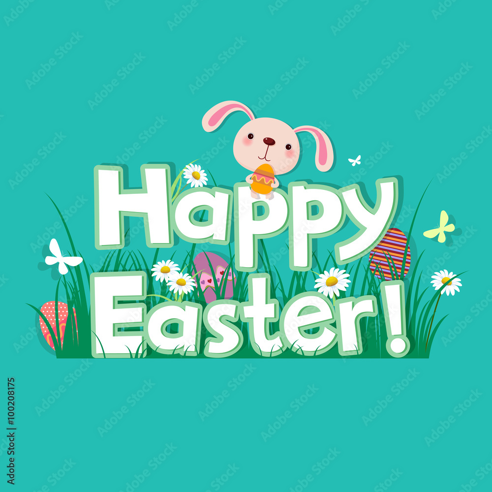 Happy Easter greeting card with rabbit