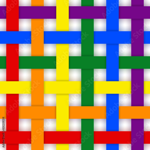 Rainbow mat. Seamless pattern made of six color straight bands with shadows.