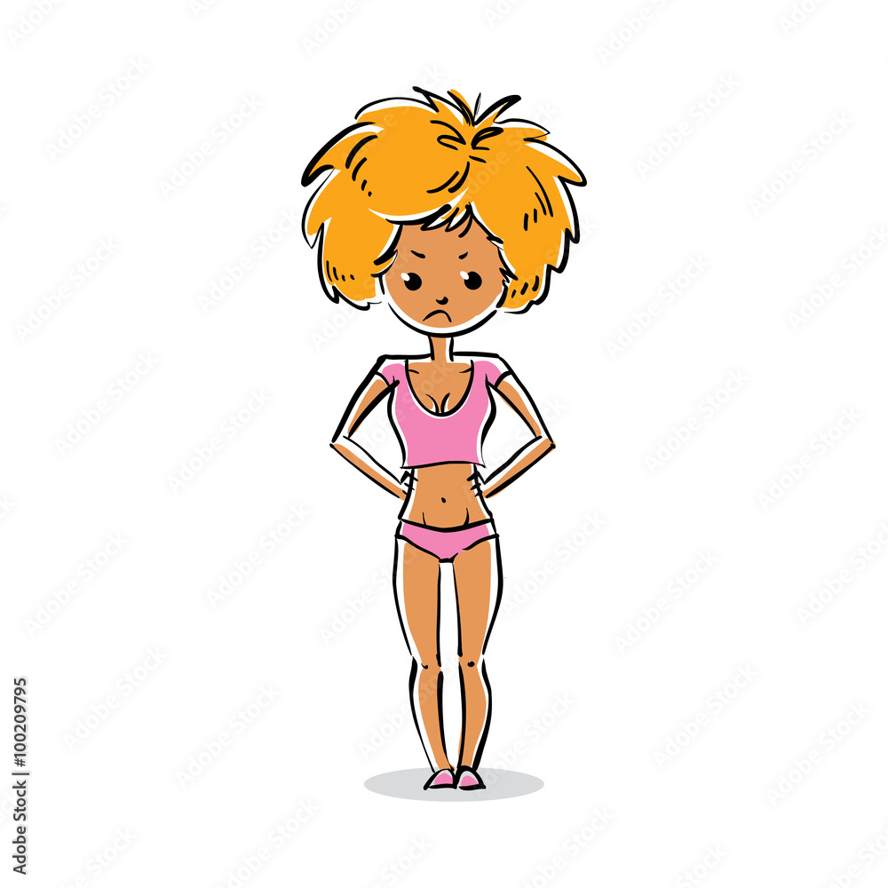 Vector art portrait of attractive young lady, facial expression Vector art portrait of attractive young lady, facial expression