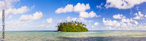 Tropical island of Motu Taakoka covered in Palm Trees in Muri Lagoon, Rarotonga, Cook Islands, South Pacific photo