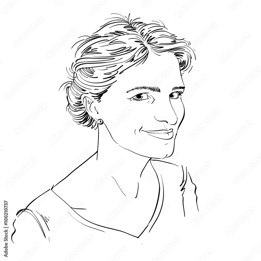 Portrait of delicate good-looking flirting woman, black and whit Portrait of delicate good-looking flirting woman, black and whit