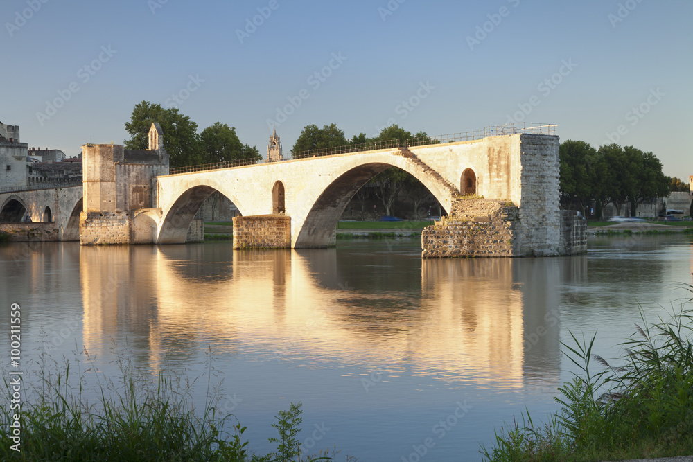 Bridge St. Benezet over Rhone River, Avignon, Vaucluse, Provence, Provence-Alpes-Cote d'Azur, France Bridge St. Benezet over Rhone River, Avignon, Vaucluse, Provence, Provence-Alpes-Cote d'Azur, France