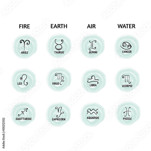 The twelve signs of the zodiac for magazines or web