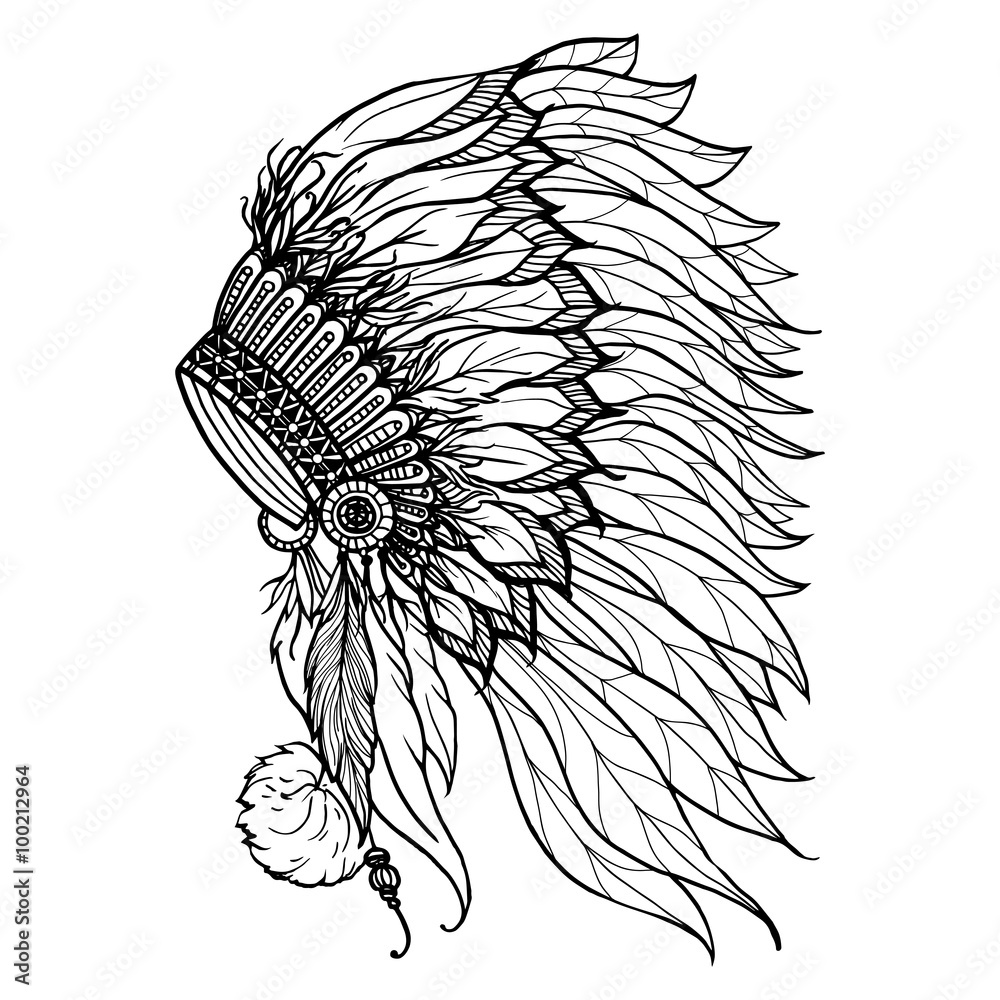 doodle-headdress-for-indian-chief-stock-illustration-adobe-stock