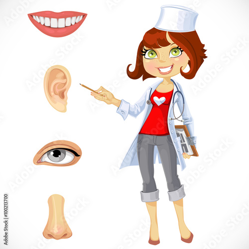 Cute doctor - indicating that the part of face
