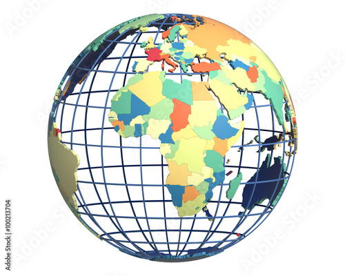 Political Globe, centered on Africa