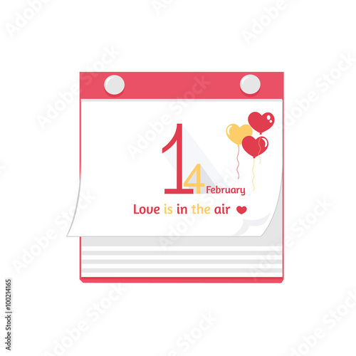 14 February Valentines Day calendar sheet