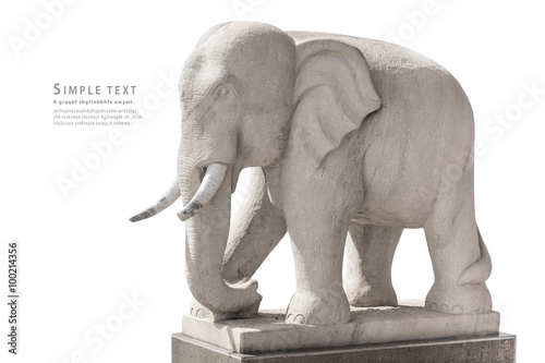 stone elephant statue on white background  side view  Clipping P