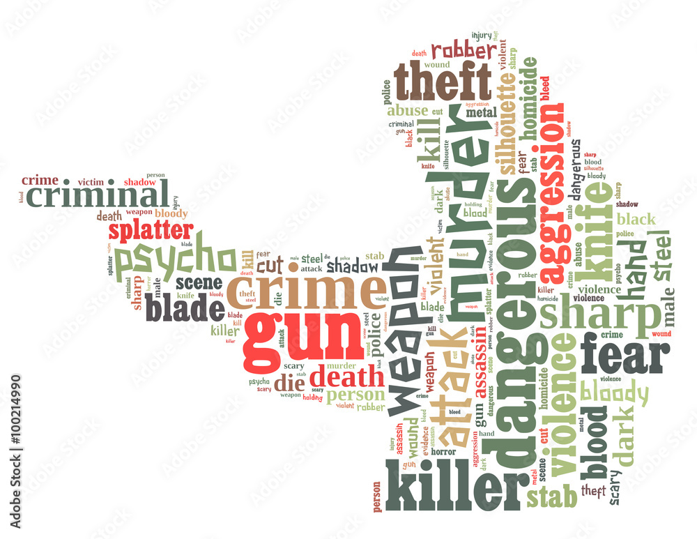 Gun murder, word cloud concept