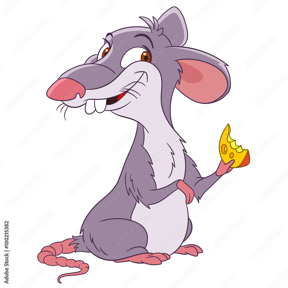 cute and happy cartoon rat with a hunk of cheese Stock Vector | Adobe Stock cute and happy cartoon rat with a hunk of cheese Stock Vector | Adobe Stock