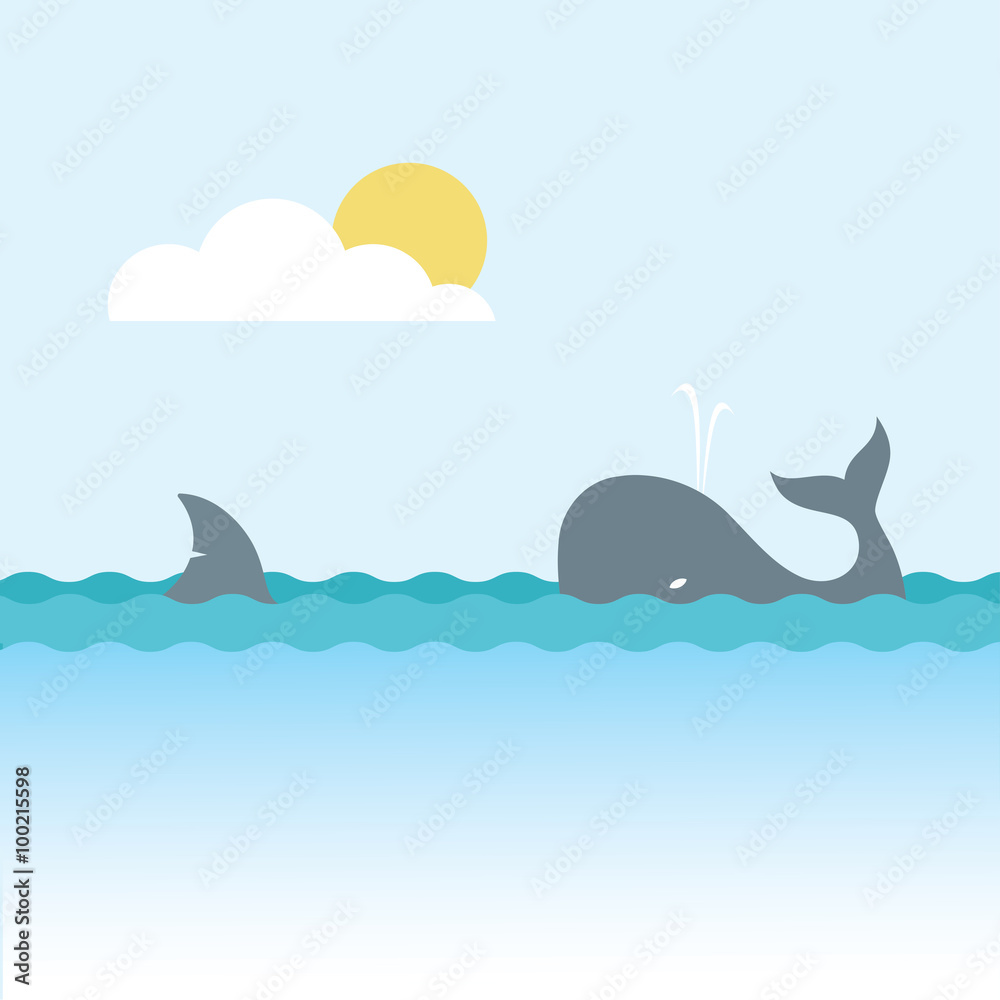 Obraz premium Rekin i wieloryb