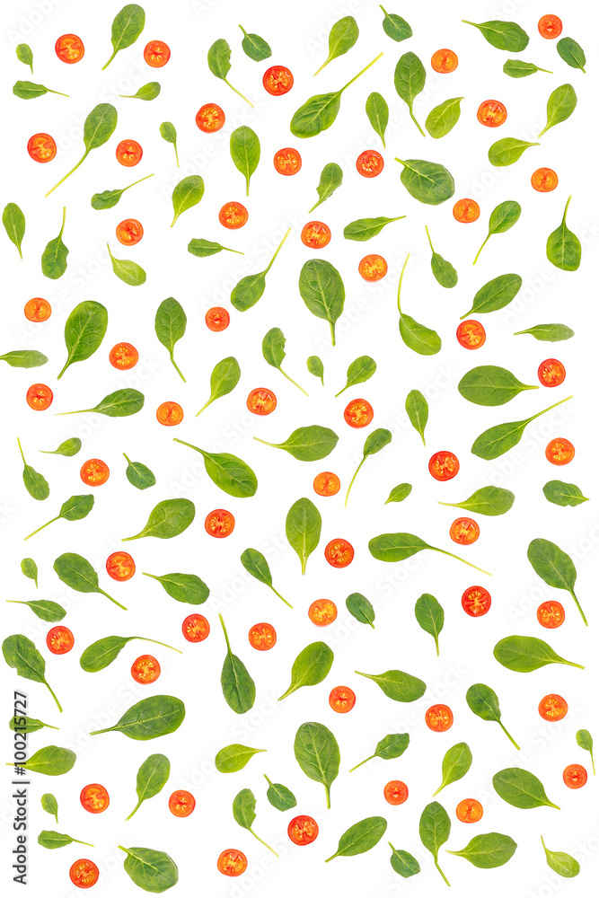 Background of tomato and spinach
