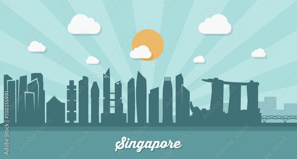 Singapore skyline - flat design