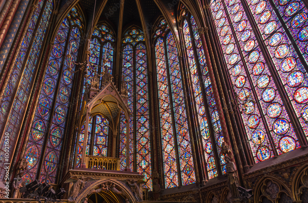 Stained-glass windows of Saint Chapelle in Paris