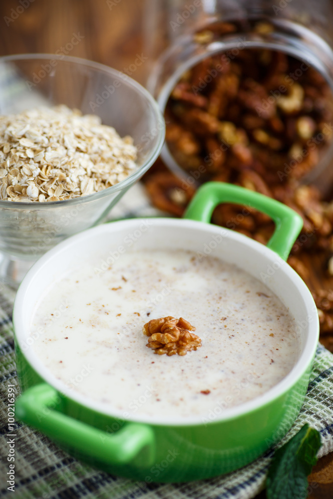 Milk oatmeal with walnuts Milk oatmeal with walnuts