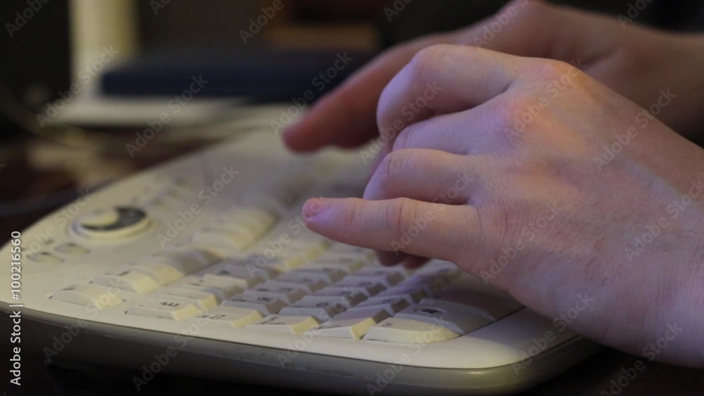 Businessman working computer typing message Businessman working computer typing message