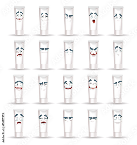 set of tubes smiles with different emotions