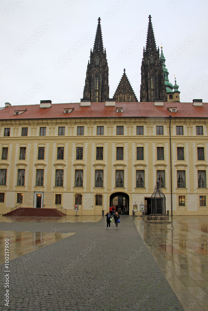 PRAGUE, CZECH REPUBLIC - APRIL 29, 2013: The Second Courtyard in Prague Castle, Prague, Czech Republic