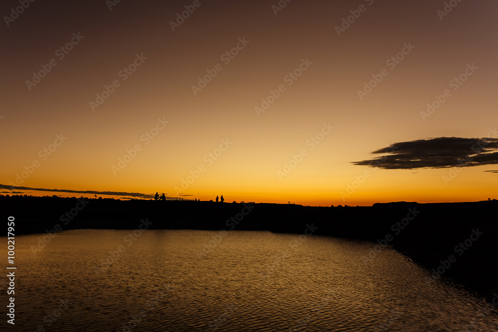 Naklejka premium Color of the sky that morning Mekong River Ubon Ratchathani, Tha