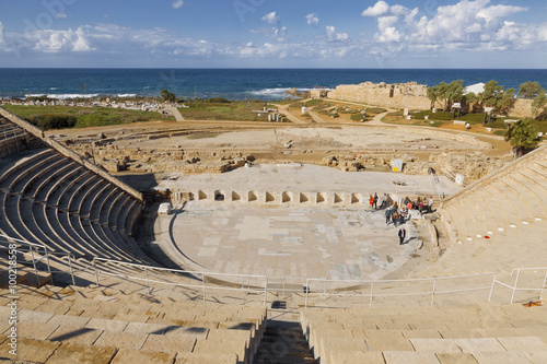 Roman amphitheater in the national park Caesarea on the Mediterranean coast of Israel photo