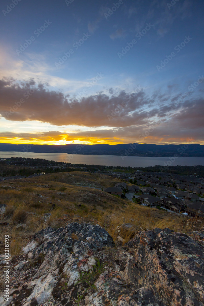 Summer Sunset in the Okanagan Valley and Lake Okanagan