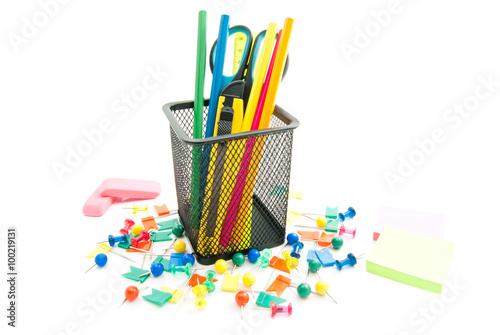 colorful pencils and other stationery