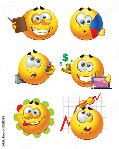 set of batch round business smiles