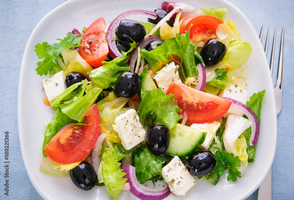 Greek salad isolated on white Greek salad isolated on white