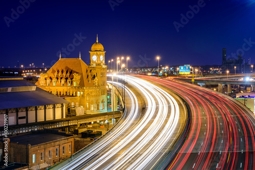 Richmond, Virginia, USA Cityscape with the old train station and interstate.