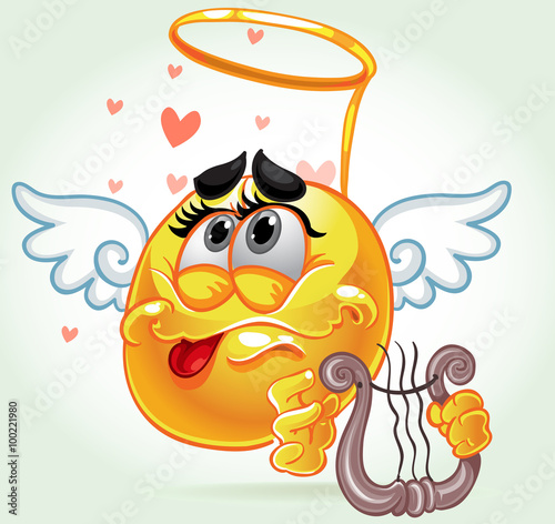cheerful smile in costume angel