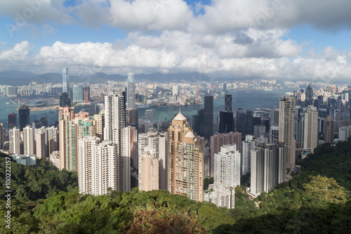 Hong Kong s skyline viewed from the Victoria Peak in daylight.